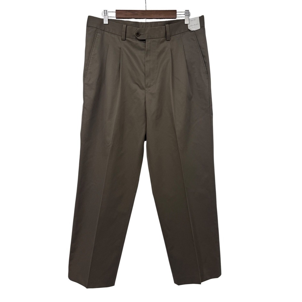 John W Nordstrom SmartCare Dress Pant Men 35x29 Taupe Supima Cotton Wrinkle Free